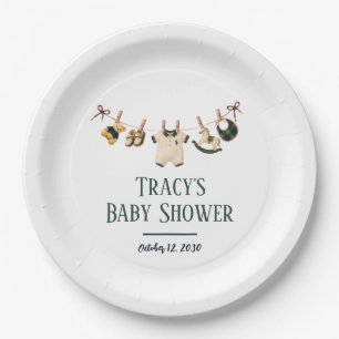 Preppy Polo Teddy Bear Baby Shower Paper Plates