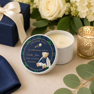 Preppy Polo Teddy Bear Baby Shower Thank you Mini Candle Favors