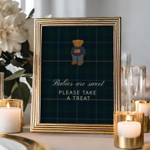 Preppy Polo Teddy Bear Baby Shower Treat Sign