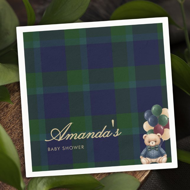 Preppy Polo Teddy Bear Classic Luxury Baby Shower Napkins (Creator Uploaded)