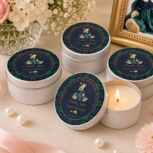 Preppy Polo Teddy Bear Girl Baby Shower Thank you Mini Candle Favors