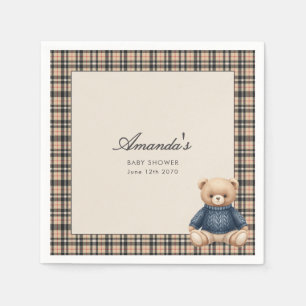 Preppy Polo Teddy Bear Luxury Baby Shower Beige  Napkins