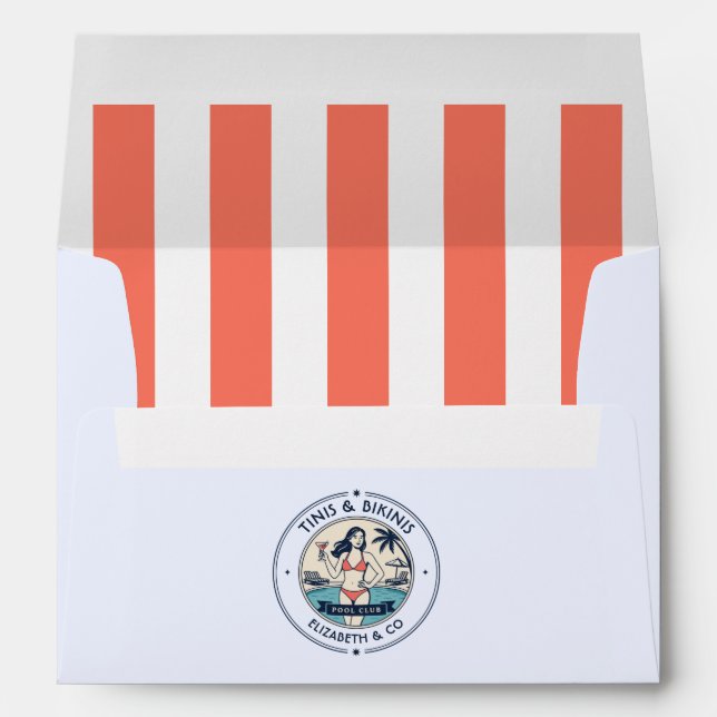 Preppy Pool Club Tinis & Bikinis Bachelorette Envelope (Back (Bottom))