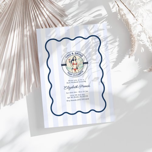 Preppy Pool Club Tinis & Bikinis Bachelorette Invitation