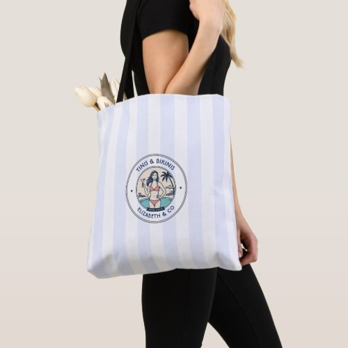 Preppy Pool Club Tinis & Bikinis Bachelorette Tote Bag