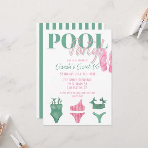 Preppy Pool Party Invitation