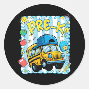 Preppy Pre-k Back To School Funny School Bus For B Classic Round Sticker