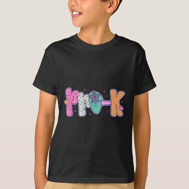 Preppy Pre-k Back To School Prek Teachers Girls Ki T-Shirt (Front)
