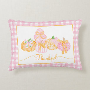 Preppy Pumpkin Bows Thanksgiving Celebration Party Accent Pillow
