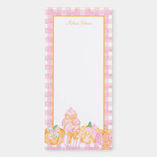 Preppy Pumpkin Bows Thanksgiving Celebration Party Magnetic Notepad (Front)