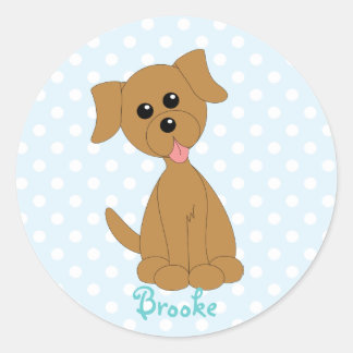 Preppy Puppy Classic Round Sticker