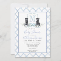 Preppy Puppy Dog Crest Baby Shower Invitation