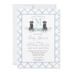 Preppy Puppy Dog Crest Baby Shower Invitation