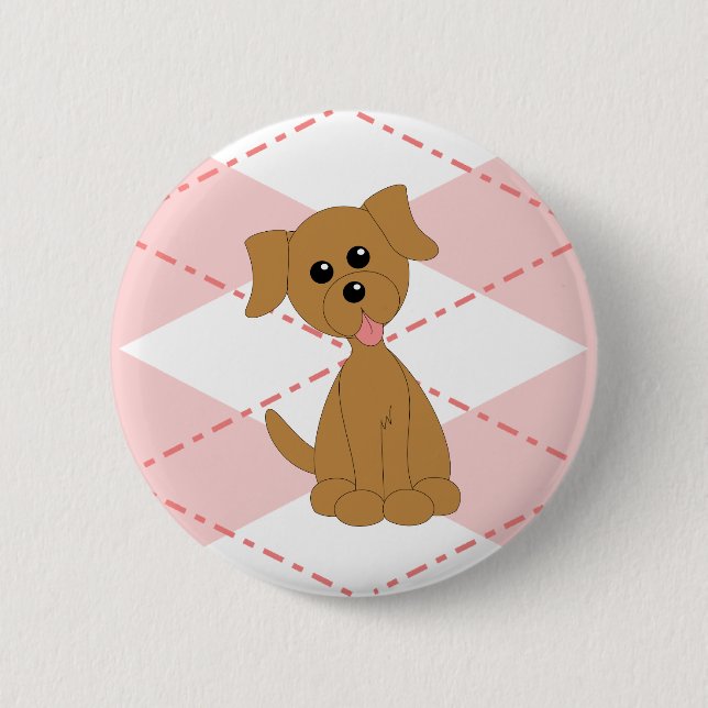 Preppy Puppy Pinback Button (Front)