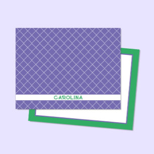 Preppy Purple & Bright Green Pattern Girly Note Card