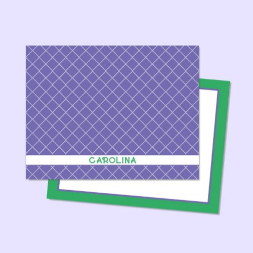 Preppy Purple &amp; Bright Green Pattern Girly Note Card