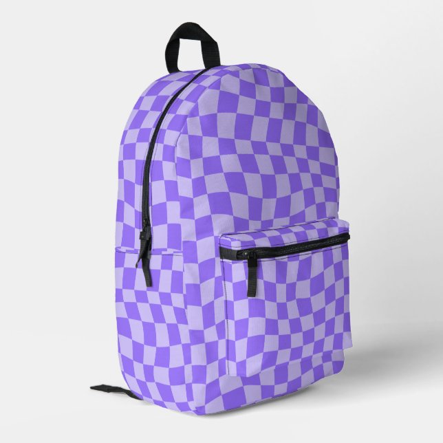 Preppy Purple Checkered Backpack (Back Corner Left)