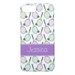 Preppy Purple Green Teal Tennis Personalized iPhone 8/7 Case