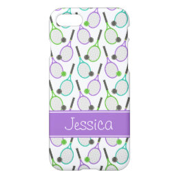 Preppy Purple Green Teal Tennis Personalized iPhone 8/7 Case