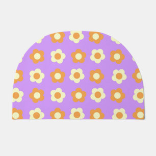 Preppy Purple Orange Floral Simple Flower Pattern Doormat