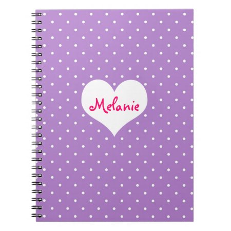 Preppy Purple Polka Dot Heart Personalized Journal