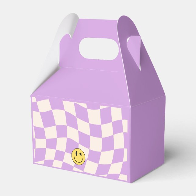 Preppy Purple Retro Y2K Smile Birthday Favor Box (Back Side)