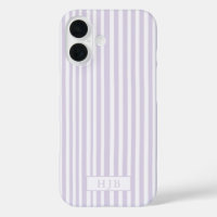 Preppy Purple Stripe Monogram Pretty iPhone 16