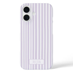 Preppy Purple Stripe Monogram Pretty iPhone 16 Case