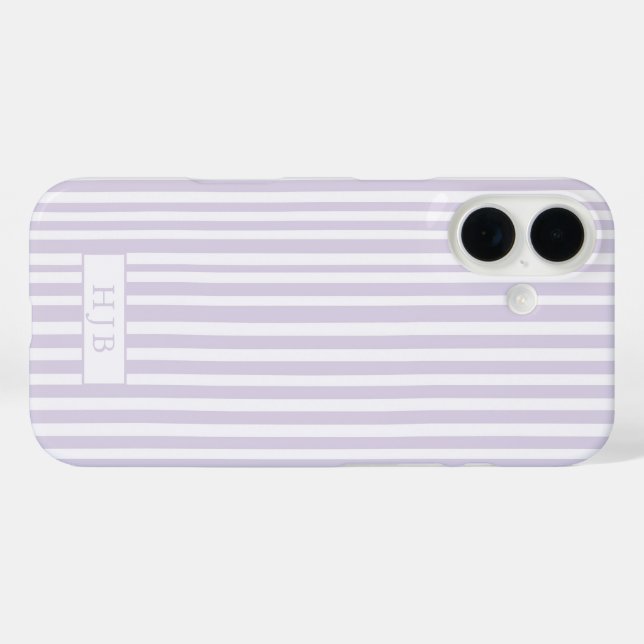 Preppy Purple Stripe Monogram Pretty iPhone 16 Case-Mate iPhone Case