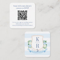 Preppy QR Code Coastal Monogram Wedding RSVP