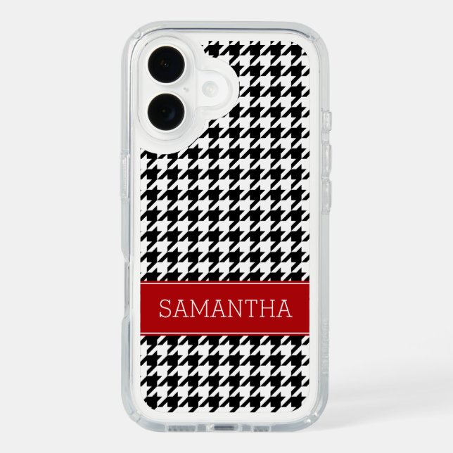 Preppy Red and Black Houndstooth Custom Speck iPhone Case (Front)