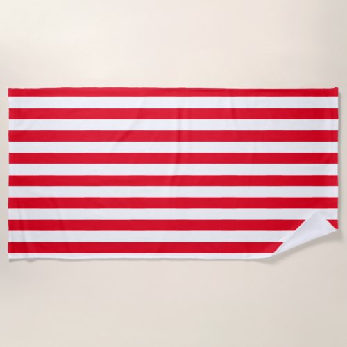  Preppy red and White Stripes Geometric Pattern Beach Towel