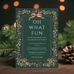 Preppy Red Bow Holiday Christmas Party Invitation