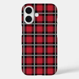 Preppy Red Grid Check Design iPhone 16 Case