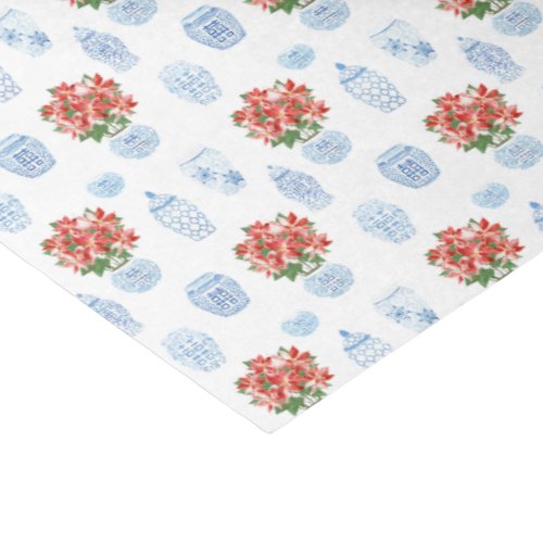 Preppy Red Poinsettia Ginger Jar Christmas Holiday Tissue Paper