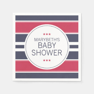 Preppy Red, White & Blue Baby Shower Napkins