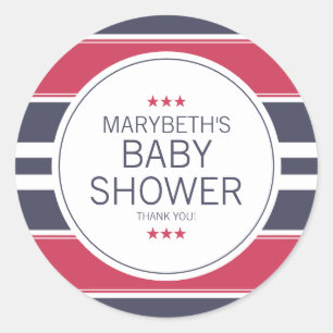 Preppy Red, White & Blue Baby Shower Sticker