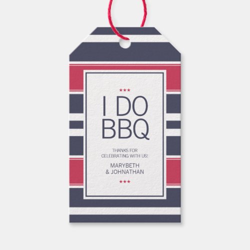 Preppy Red White  Blue BBQ Thank You Gift Tag