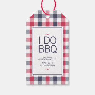 Preppy Red White & Blue Plaid BBQ Thank You Gift Tags