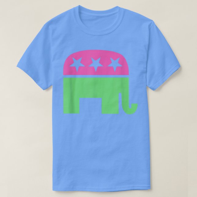Preppy Republican Right Elephant Pastel Pink Green T-Shirt (Design Front)