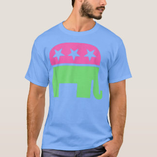 Preppy Republican Right Elephant Pastel Pink Green T-Shirt