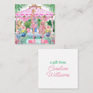 Preppy Retro Palm Beach Pool Party Gift Enclosure Note Card
