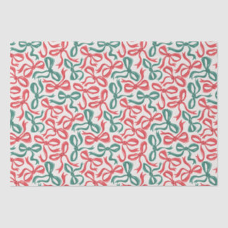Preppy Ribbon Bows Christmas Red Green Tissue Paper