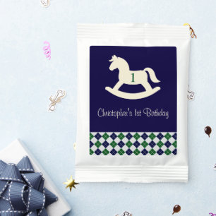 Preppy Rocking Horse Argyle 1st Birthday Hot Chocolate Drink Mix