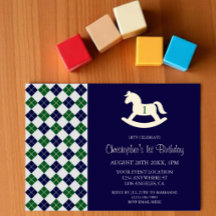 Preppy Rocking Horse Argyle 1st Birthday