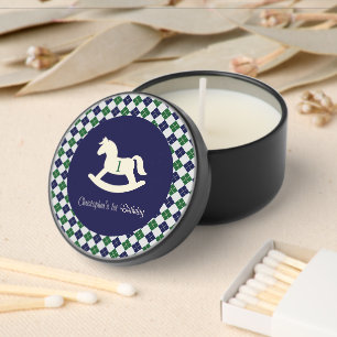 Preppy Rocking Horse Argyle 1st Birthday Mini Candle Favors