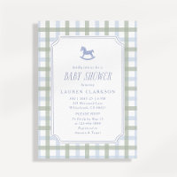 Preppy Rocking Horse Blue and Sage Plaid Baby Show