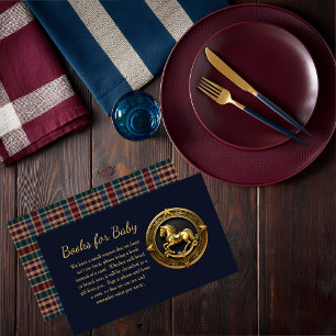 Preppy Rocking Horse Blue Books for Baby Enclosure Card
