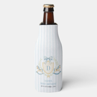 Preppy Rocking Horse Boy First Birthday Bottle Cooler