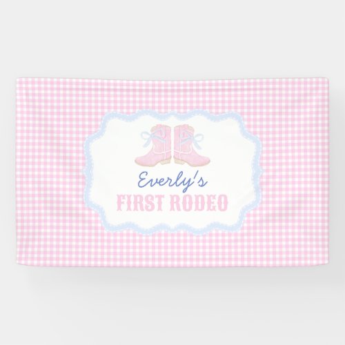 Preppy Rodeo First Birthday Cowgirl Boots Banner